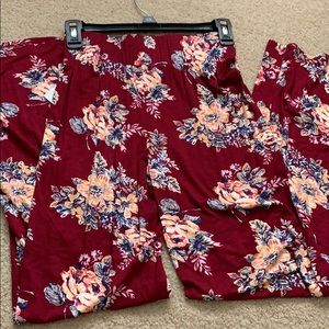 Floral print flowy boho pants